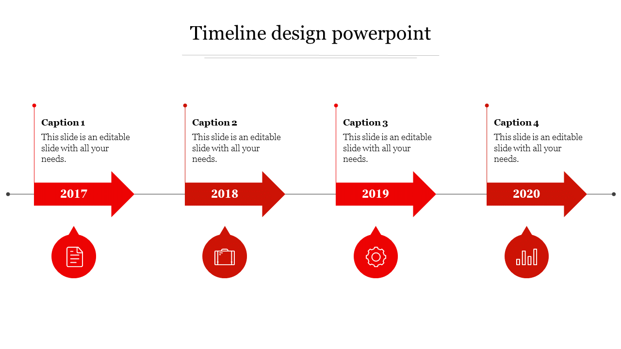 Free - Effective Timeline Design PowerPoint In Red Color Slide